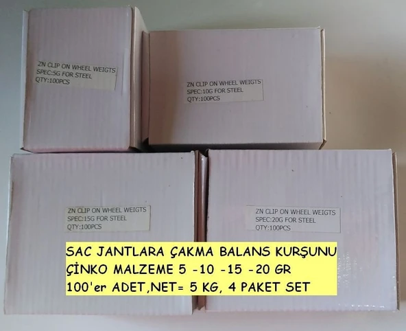 Saç Jantlara Çakma Balans Kurşunu - Çinko Malzeme 5-10-15-20 Gr ürün görseli 1