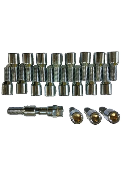 Allen Başlı Bijon M14x1.5 Dişboy 28mm Krom Kaplı, 20 Adet+adaptör ürün görseli 1