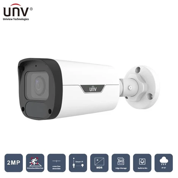 UNIVIEW IPC2322LB-ADEZK-H 2MP 2.8-12MM MOTORIZE 50MT H265+ IP67/IK10 DAHİLİ SES IR BULLET IP KAMERA ürün görseli 1