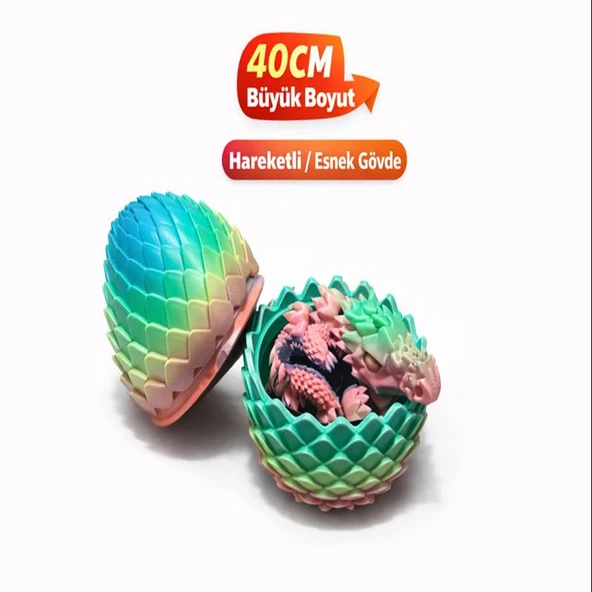 Raquella 3D Hareketli Ejderha + Ejderha Yumurtası Seti  40 cm Büyük Boy  Rainbow ürün görseli 1