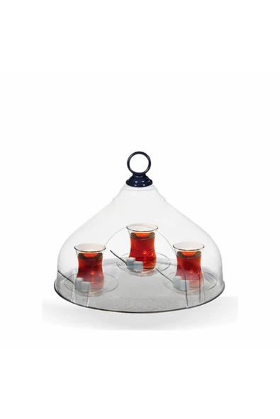 OSMANLI ÇAY KAZANLARI Kapalı Çay Askısı Kapalı Tepsi Şeffaf Büyük Boy Çaycı - Kahveci Tepsisi 40 Cm ürün görseli 1