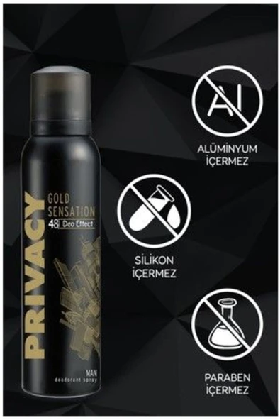 Privacy Gold Sensation Man Deodorant 200 ml - Resim 2