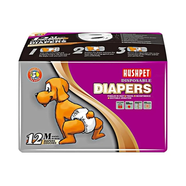 Hushpet Ultra Emici Köpek Külot Çiş Pedi M Beden 12 Adet ürün görseli 1