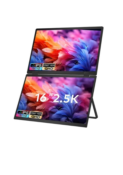 Ultrax 16" Çift Ekran 2.5K QHD Ips İkili Taşınabilir Monitör ürün görseli 1