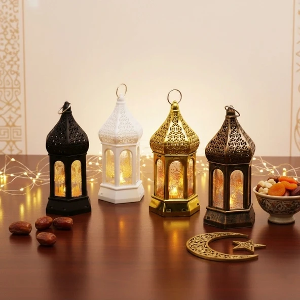 Ramazan Temalı Büyük Altıgen Kapalı Kubbe LED Lamba ürün görseli 1