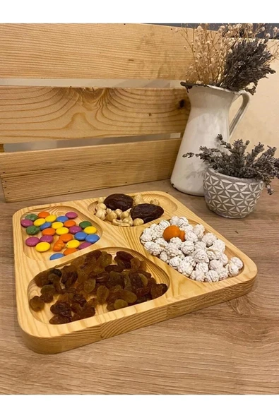 Gurme 4 Bölmesli Çerezkik ve Sunum Tabağı 21x21 ürün görseli 1