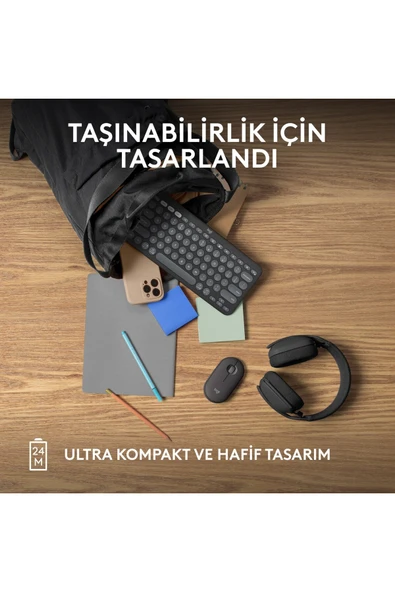 Logitech M350s Pebble 2 Bluetooth Kablosuz Sessiz Kompakt Mouse - Siyah - Resim 8