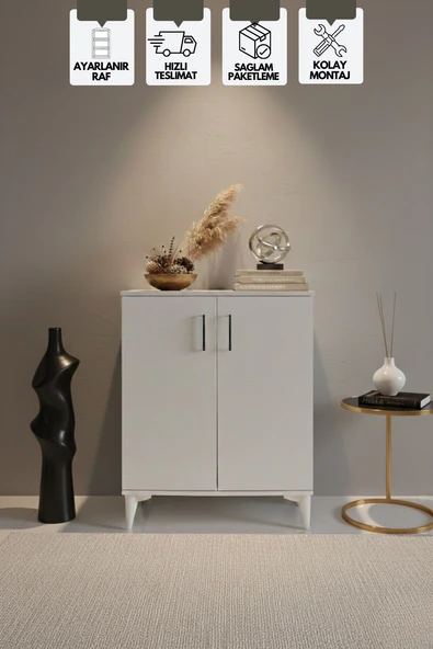 Çok Amaçlı Dolap 2 Kapaklı  Banyo, Mutfak, Kiler,  Beyaz ürün görseli 1