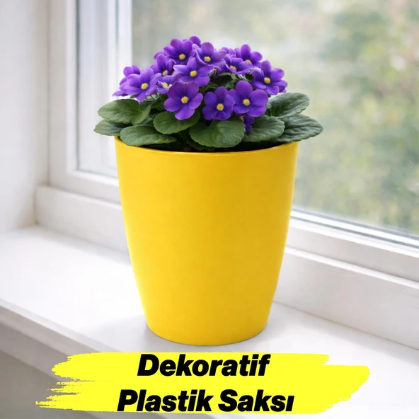 (1 Adet) Sarı Kırılmaz Plastik Dekoratif Saksı 15CM Orkide Çiçek Bitki İçin Kırılmaz Balkon Saksısı ürün görseli 1