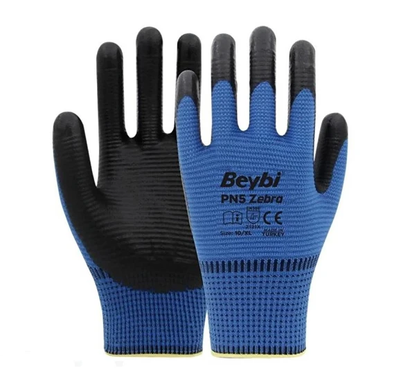 BEYBİ PN5 ZEBRA POLYESTER ÖRME NİTRİL ELDİVEN - Resim 8