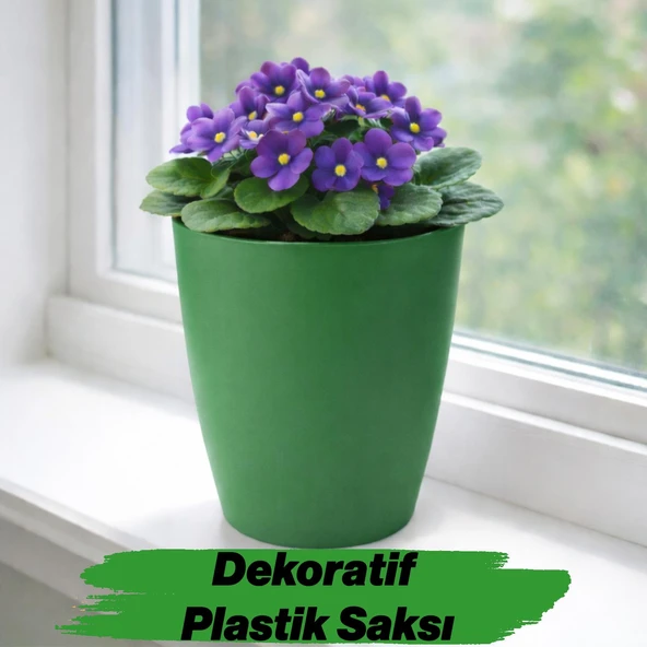 (1 Adet) Yeşil Kırılmaz Plastik Dekoratif Saksı 15CM Orkide Çiçek Bitki İçin Kırılmaz Balkon Saksısı ürün görseli 1