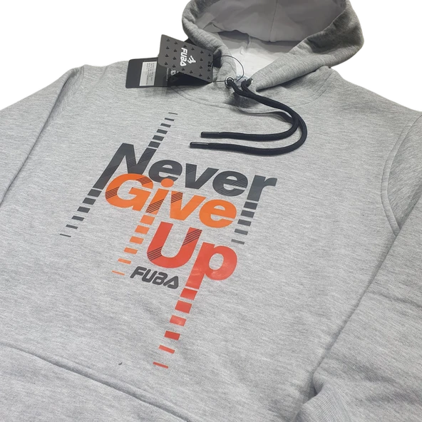 Fuba Kapşonlu Sweat Never Gri - Resim 3
