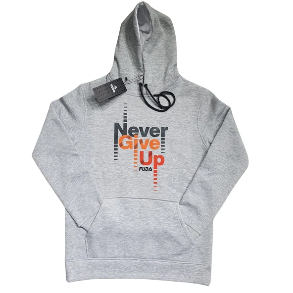Fuba Kapşonlu Sweat Never Gri - Resim 2