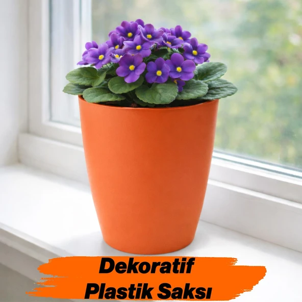 (1 Adet) Turuncu Kırılmaz Plastik Dekoratif Saksı 15CM Orkide Çiçek Bitki İçin Kırılmaz Balkon Saksısı ürün görseli 1