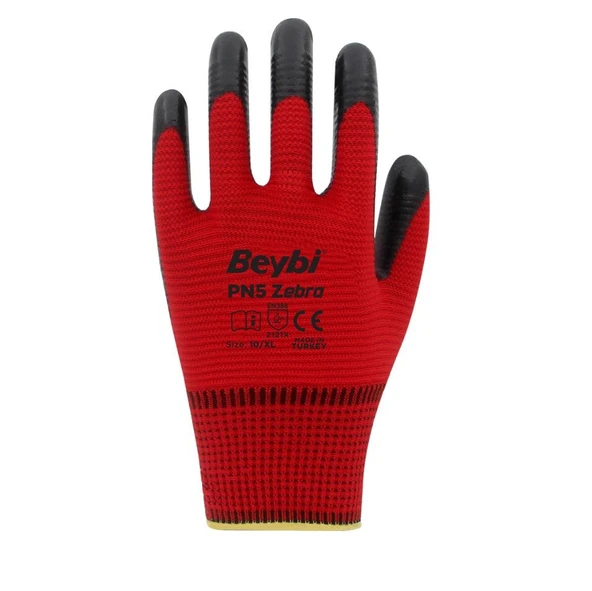 BEYBİ PN5 ZEBRA POLYESTER ÖRME NİTRİL ELDİVEN - Resim 3