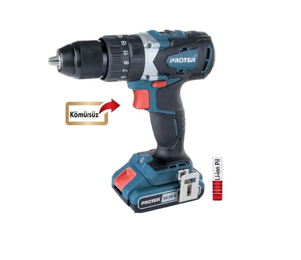 PROTER PST 720 BL ŞARJLI MATKAP 13 MM KÖMÜRSÜZ DARBELİ ürün görseli 1