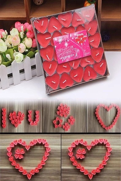100Lü Kalpli Mum Tealight Mum kırmızı Mum Kandil/Mum ürün görseli 1