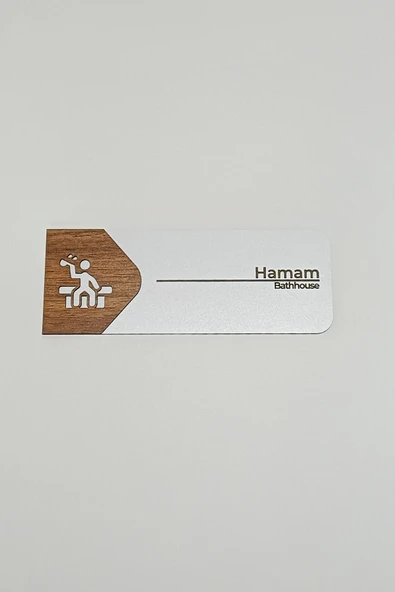 Hamam Kapı Tabelası | MDF Yönlendirme Levhası | 19x7 cm ürün görseli 1