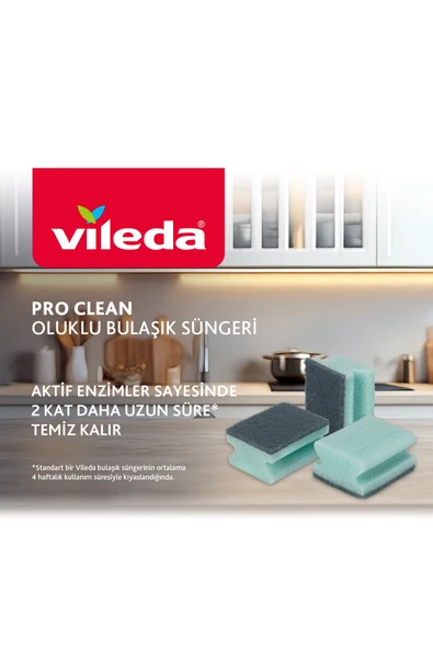 Vileda 3'lü Pro Clean Oluklu Bulaşık Süngeri - 2 Paket - Resim 2