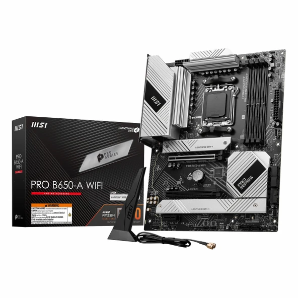 MSI Pro B650-A WiFi DDR5 (7600MHz)OC M.2 HDMI/DP/USB-C PCIe 4.0 AM5 ATX Anakart ürün görseli 1