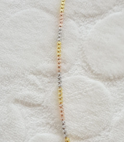 Dorika Üç Renk Gümüş Kolye - Resim 2