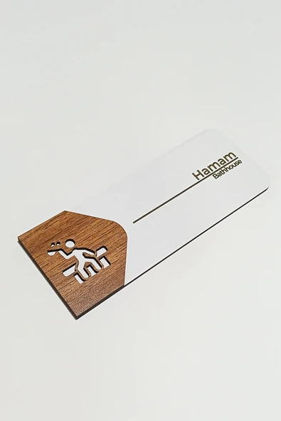 Hamam Kapı Tabelası | MDF Yönlendirme Levhası | 19x7 cm - Resim 2