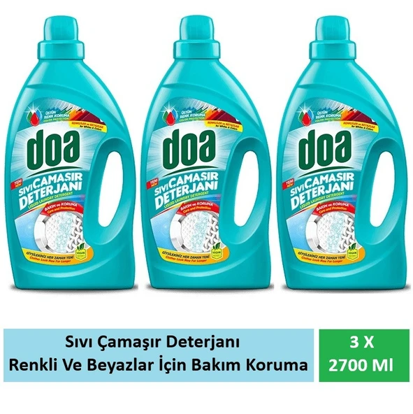 Doa Sıvı Çamaşır Deterjanı Renkliler Ve Beyazlar Bakım Ve Koruma 3 X 2700 Ml ürün görseli 1