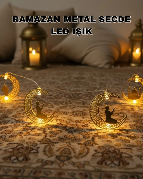 Ramazan Ay Işığı Secde Eden Adam Silüetli LED Peri Işığı ürün görseli 1