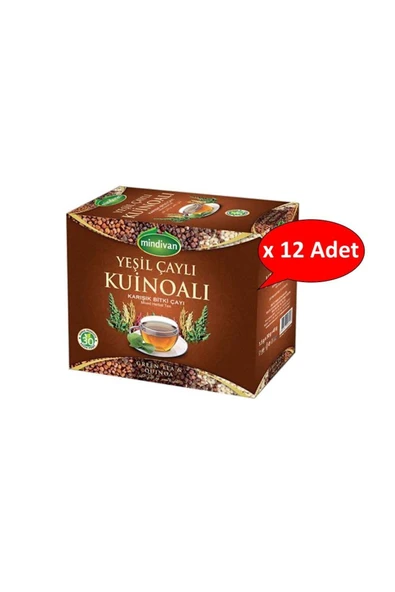Mindivan Yeşil Çaylı Kinoalı Karışık Form Çayı 1.5 gr x 30 Süzen Poşet x 12 Adet ürün görseli 1