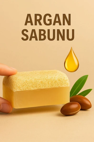 Doğal El Yapımı kabak Lifli Argan Sabun ürün görseli 1