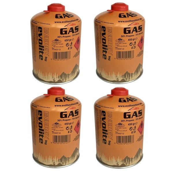 Evolite Butane Propane Vidalı 450 Gr. Ocak Kartuşu - 4 Adet ürün görseli 1