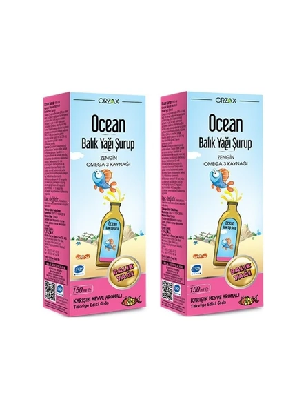 Ocean Karışık Meyve Aromalı Balık Yağı 150 ml Şurup 2'li ürün görseli 1