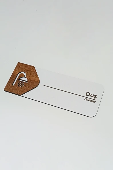 Duş Kapı Tabelası | MDF Yönlendirme Levhası | 19x7 cm - Resim 3