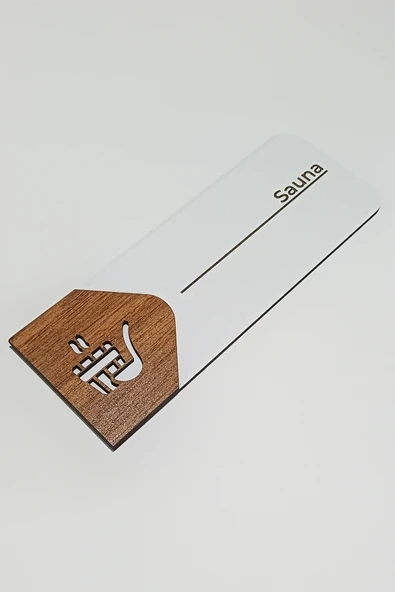 Sauna Kapı Tabelası | MDF Yönlendirme Levhası | 19x7 cm - Resim 2