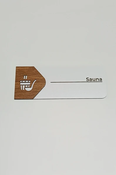 Sauna Kapı Tabelası | MDF Yönlendirme Levhası | 19x7 cm ürün görseli 1