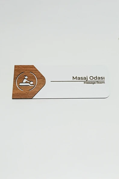 Masaj Odası Kapı Tabelası | MDF Yönlendirme Levhası | 19x7 cm ürün görseli 1