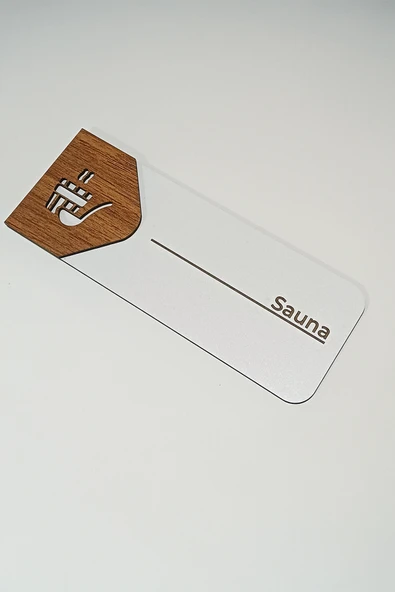 Sauna Kapı Tabelası | MDF Yönlendirme Levhası | 19x7 cm - Resim 3