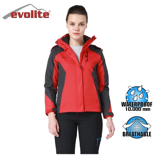 Evolite Diva Kadın 3in1 Gri/Kırmızı Mont ürün görseli 1