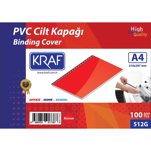 Kraf Cilt Kapağı A4 160 MİC. 100 LÜ Kırmızı 512G ürün görseli 1