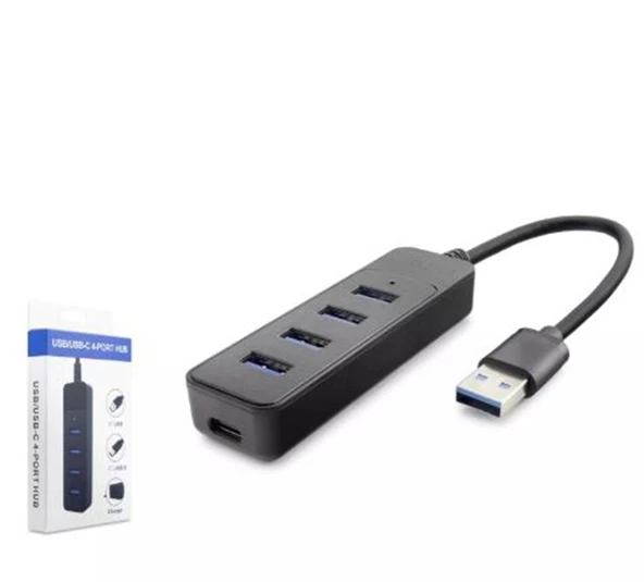 Hadron Hdx7046 Usb Hub 3-Usb3.0 + Type-C 4in1 Siyah ürün görseli 1