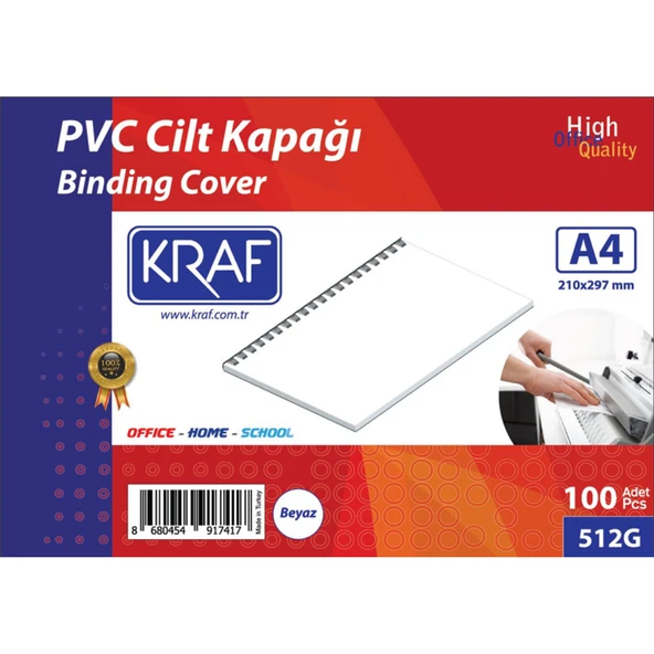 Kraf Cilt Kapağı A4 160 MİC. 100 LÜ Beyaz 512G ürün görseli 1
