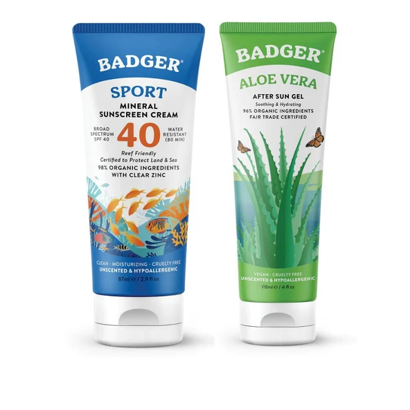 Badger Clear Zinc Kokusuz Güneş Kremi SPF40 ve Aloe Vera Jel Set 87 mL / 118 mL ürün görseli 1