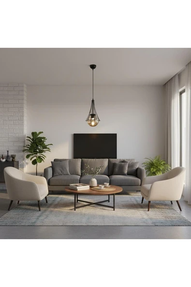 Elizim Home Lighting Lilyum tekli bal cam'lı sarkıt avize ürün görseli 1