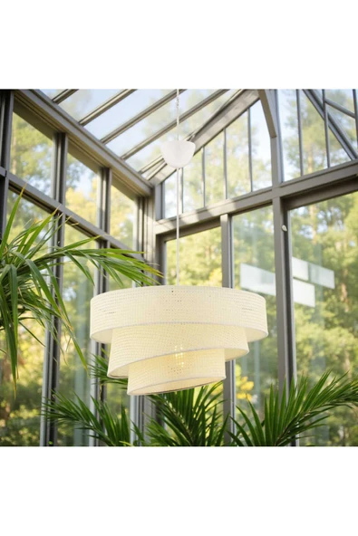 Elizim Home Lighting Hasır görünümlü abajur sarkıt avize ürün görseli 1