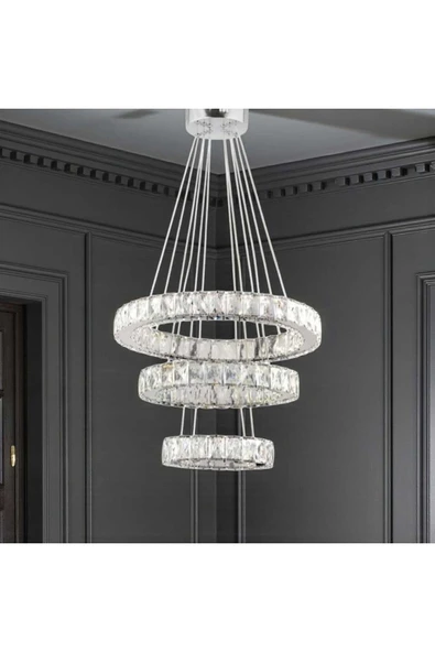 Elizim Home Lighting Kristal taşlı uzaktan kumandalı ledli avize ürün görseli 1