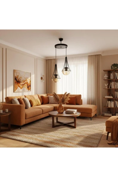 Elizim Home Lighting Lilyum 2'li bal cam'lı sarkıt avize ürün görseli 1