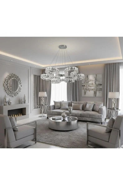 Elizim Home Lighting Snake kristal taşlı ledli krom avize ürün görseli 1