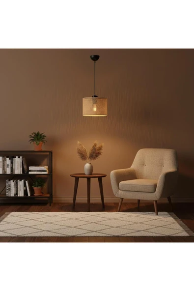 Elizim Home Lighting Antre 20'lik hasır görünümlü abajur sarkıt avize ürün görseli 1