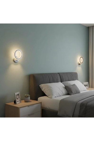 Elizim Home Lighting Halka kristal taşlı krom ledli aplik ürün görseli 1