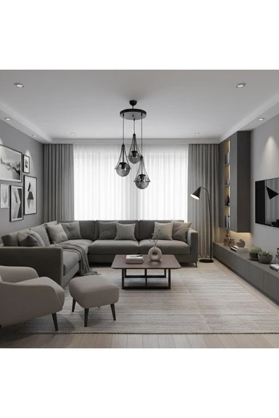 Elizim Home Lighting Lilyum 3'lü sarkıt avize ürün görseli 1